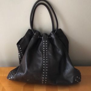 Brown leather handbag